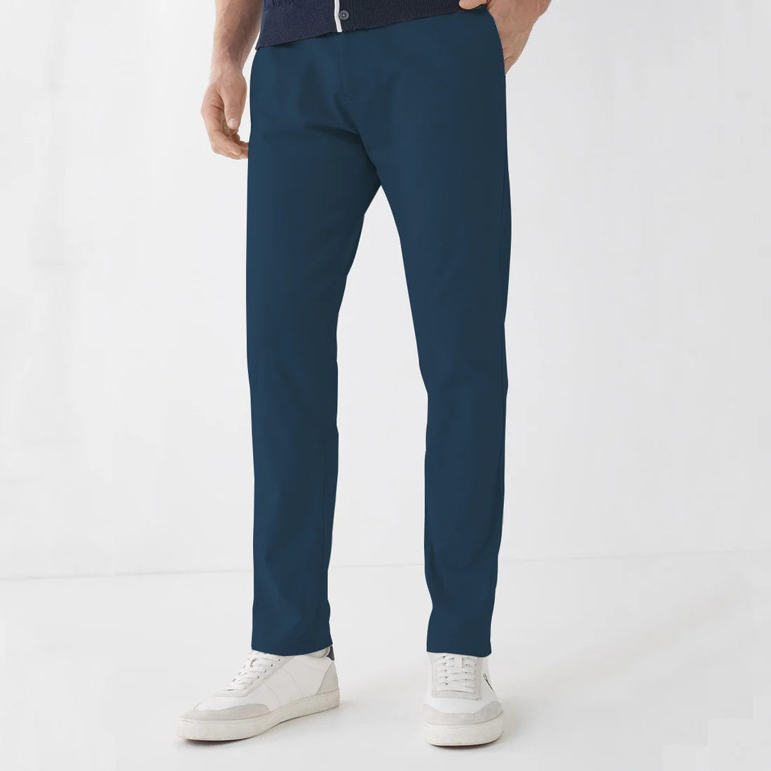 NARROW COTTON PANT-Blue