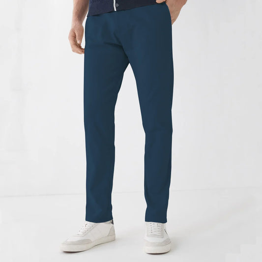 NARROW COTTON PANT-Blue