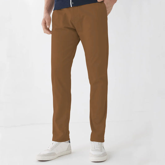 NARROW COTTON PANT-Brown