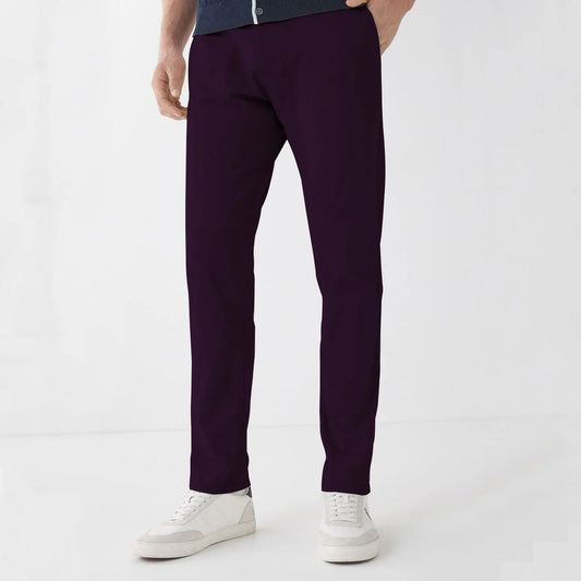 NARROW COTTON PANT-Mehroon